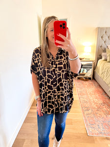 giraffe print blouse