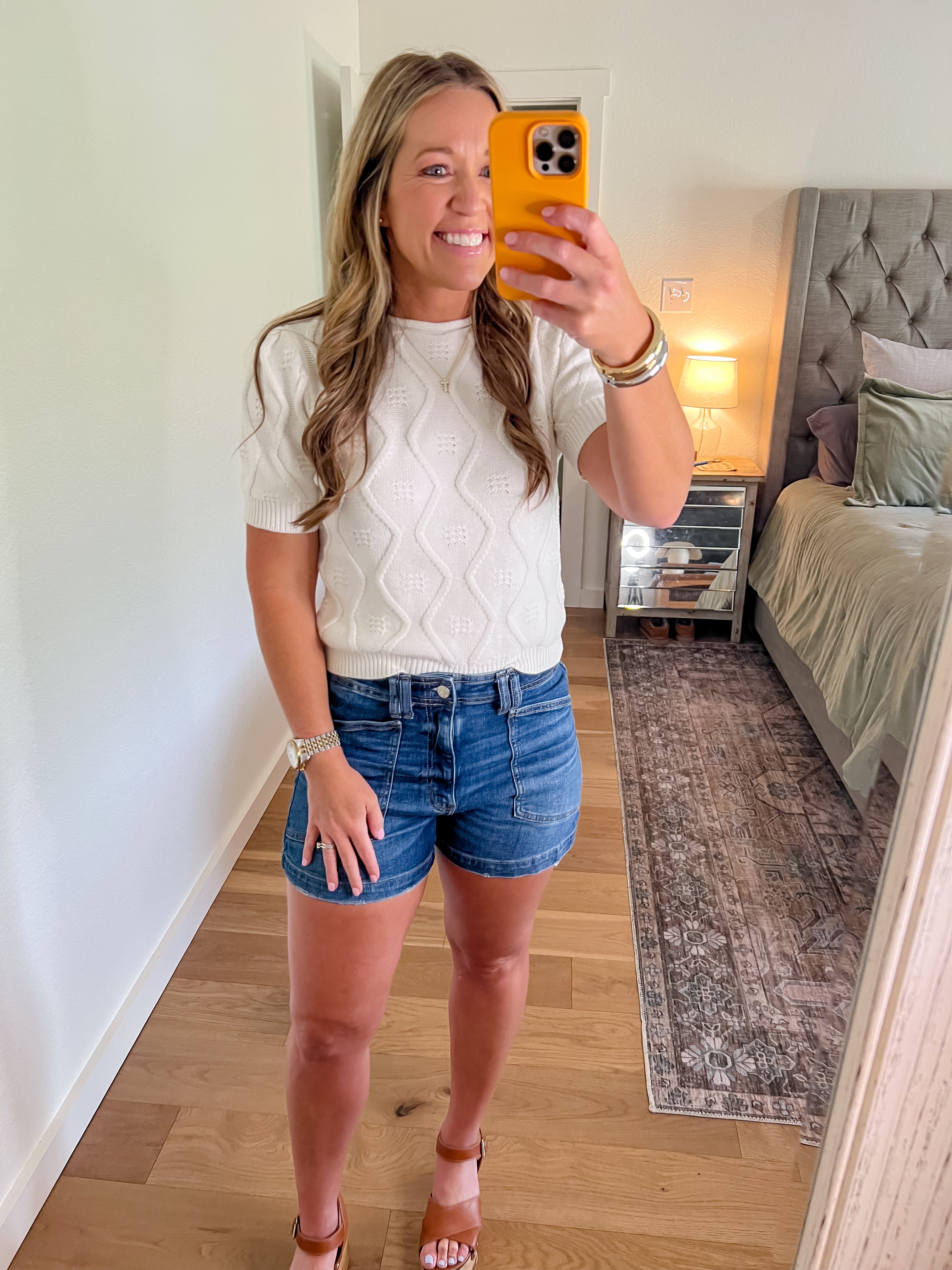 Cream textured knit top
