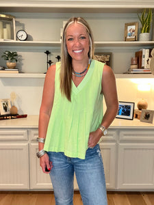 green apple vneck blouse