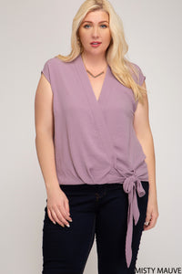 Cap sleeve front side tie (curvy)