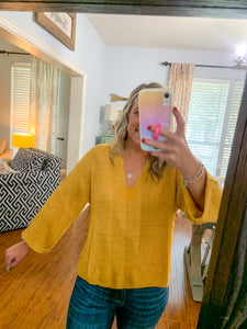 Cropped mustard sweater