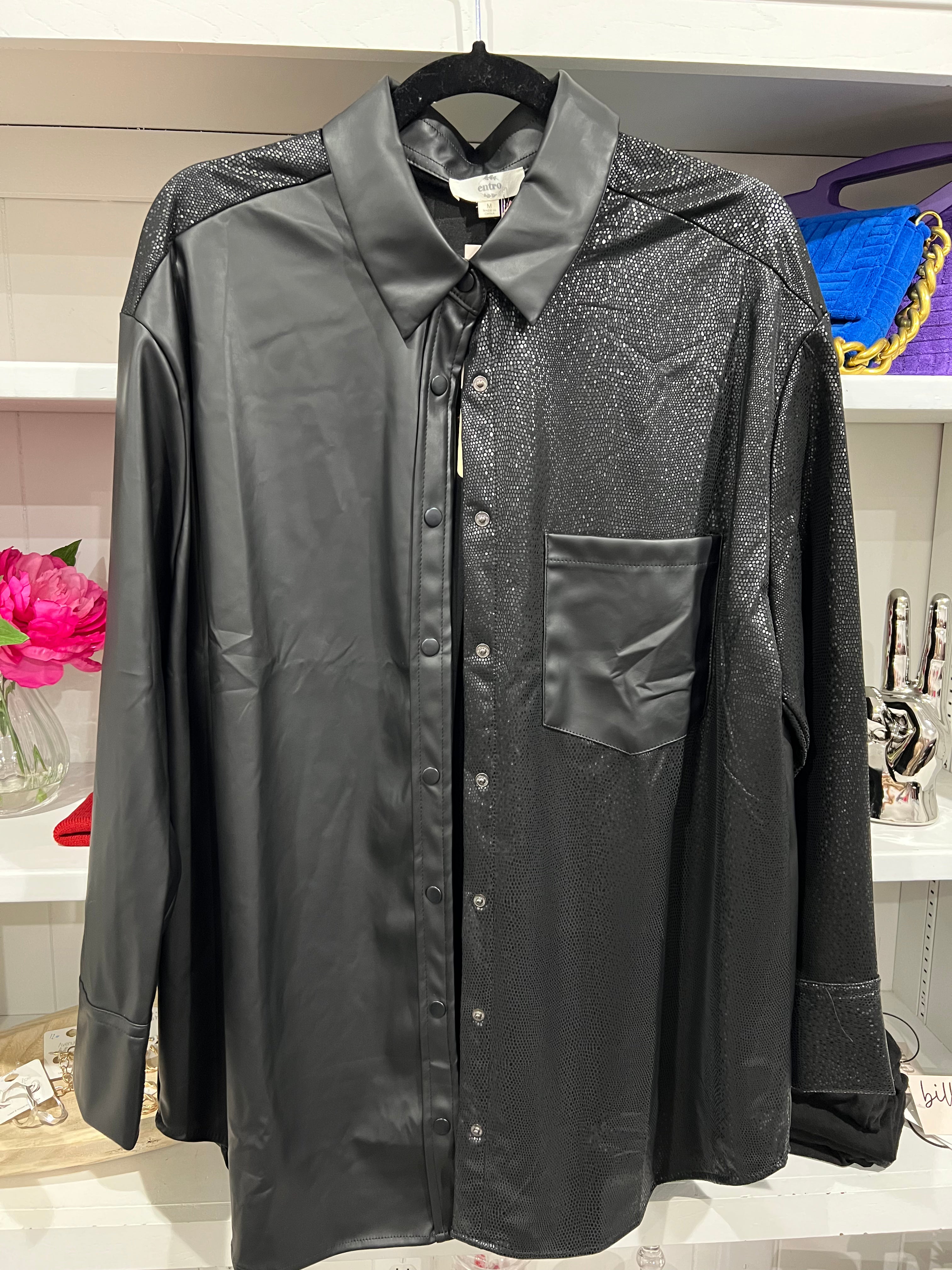 leather button up shirt