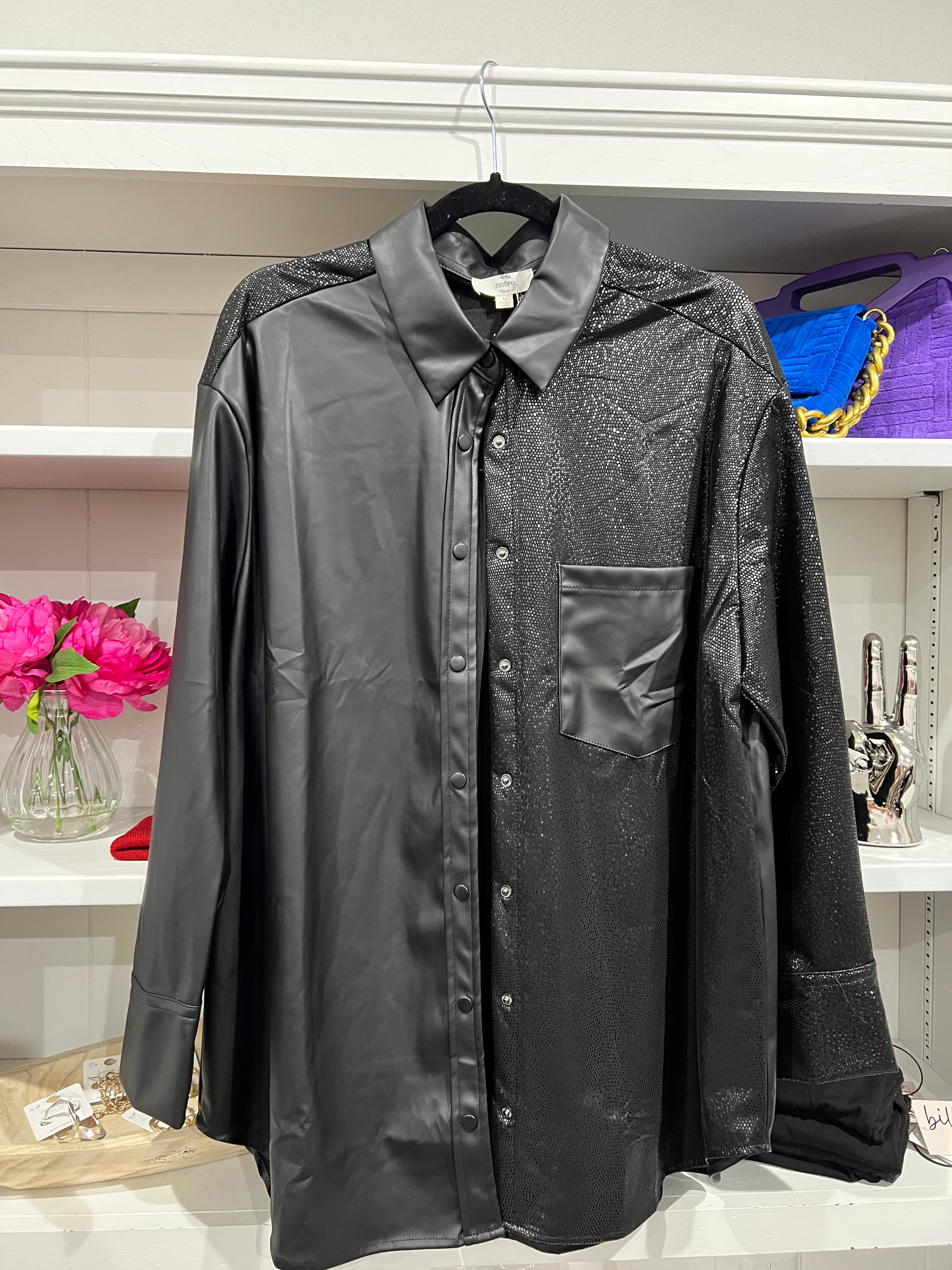 leather button up shirt