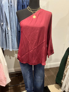 one shoulder satin top