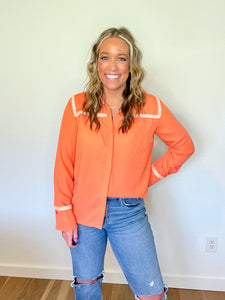 orange tweed blouse